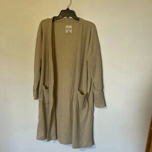 New York laundry ribbed cream beige long cardigan with pockets